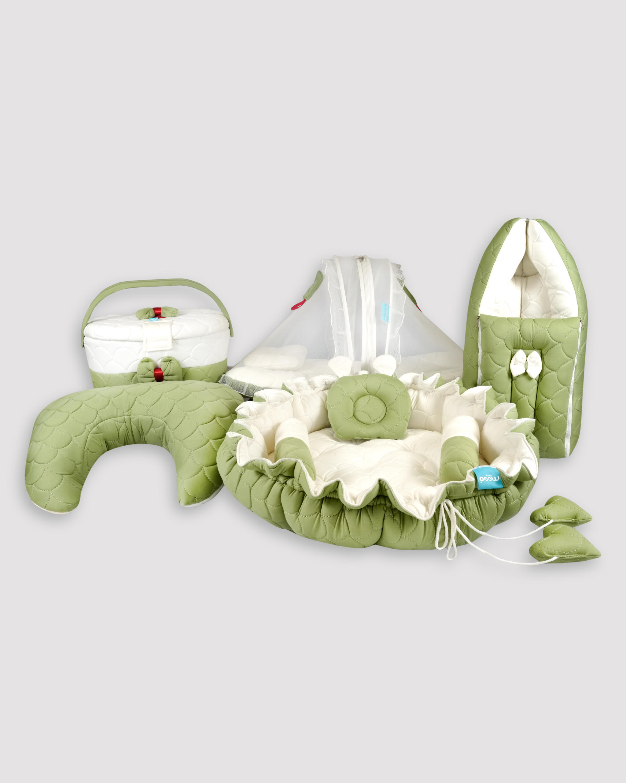 Carry Bage Full Set - Olive Green & White