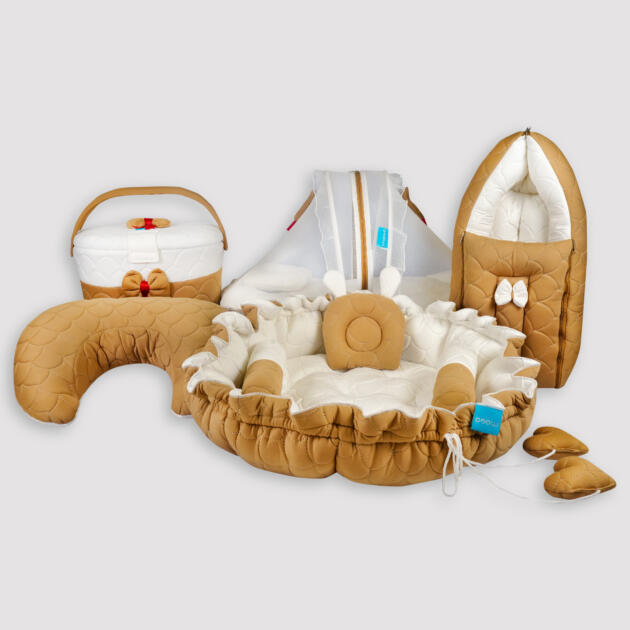 Carry Bag Full Set - Camel Brown & White