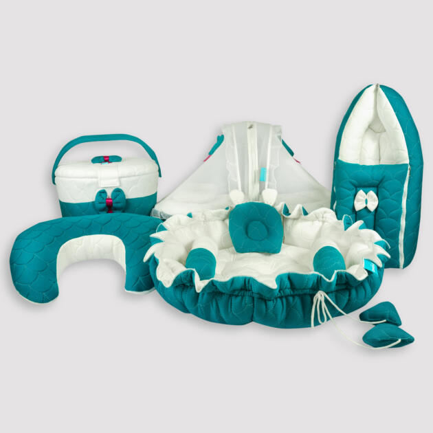 Carry Bag Full Set - Peacock Green & White