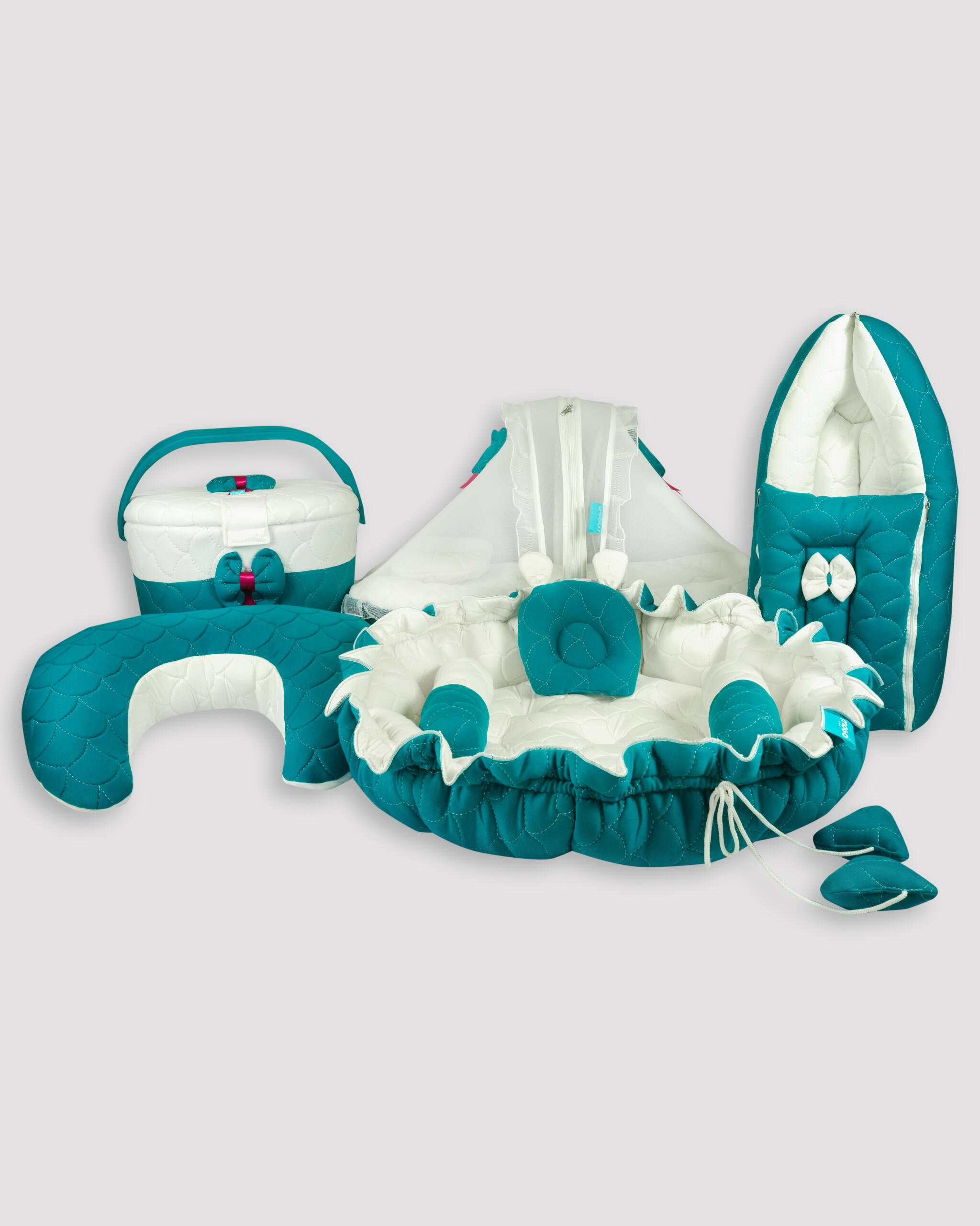 Carry Bag Full Set - Peacock Green & White