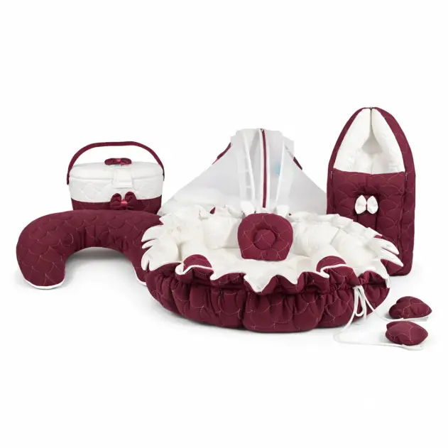 cozy new born maroon bedding set